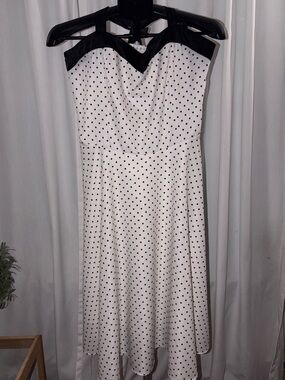 Classic Black & White Polka Dot A-Line Dress Rockabilly Pinup style
